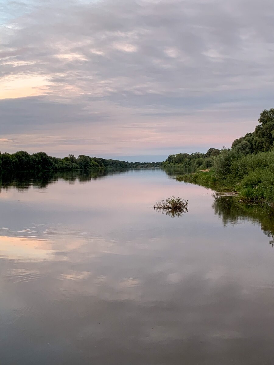 Закат над Клязьмой, вид с понтонного моста. 