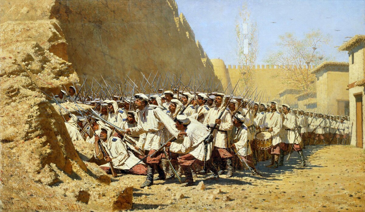 У крепостной стены. «Пусть войдут» (В. Верещагин, 1871)