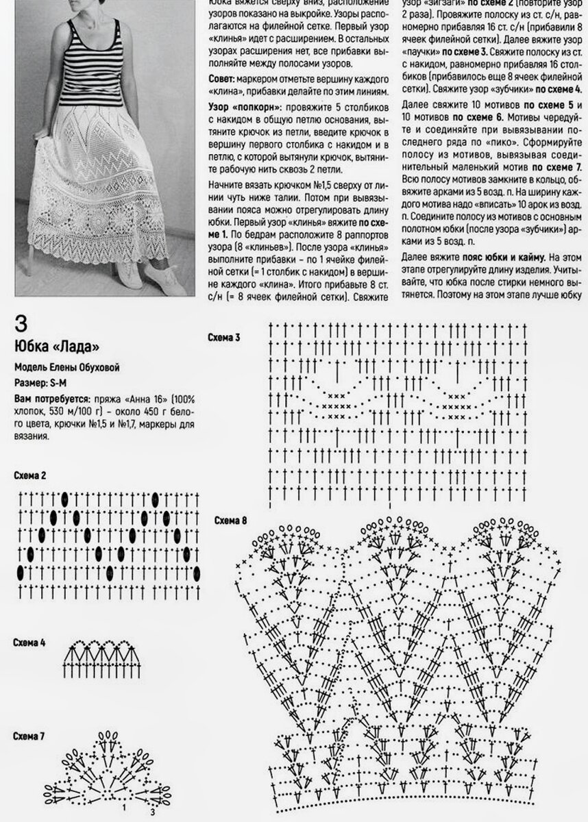 Юбка крючком схема описание для женщин летняя