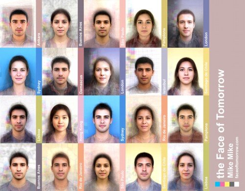 Южноафриканский фотограф Майк Майк проехал уже по 17 городам 15 стран, в каждой из которых он снимает сотни людей. Его «выборка» – исходя из этнического соотношения исследуемого города. Затем фотограф на основе синтеза снимков получает лицо «средней национальности». 