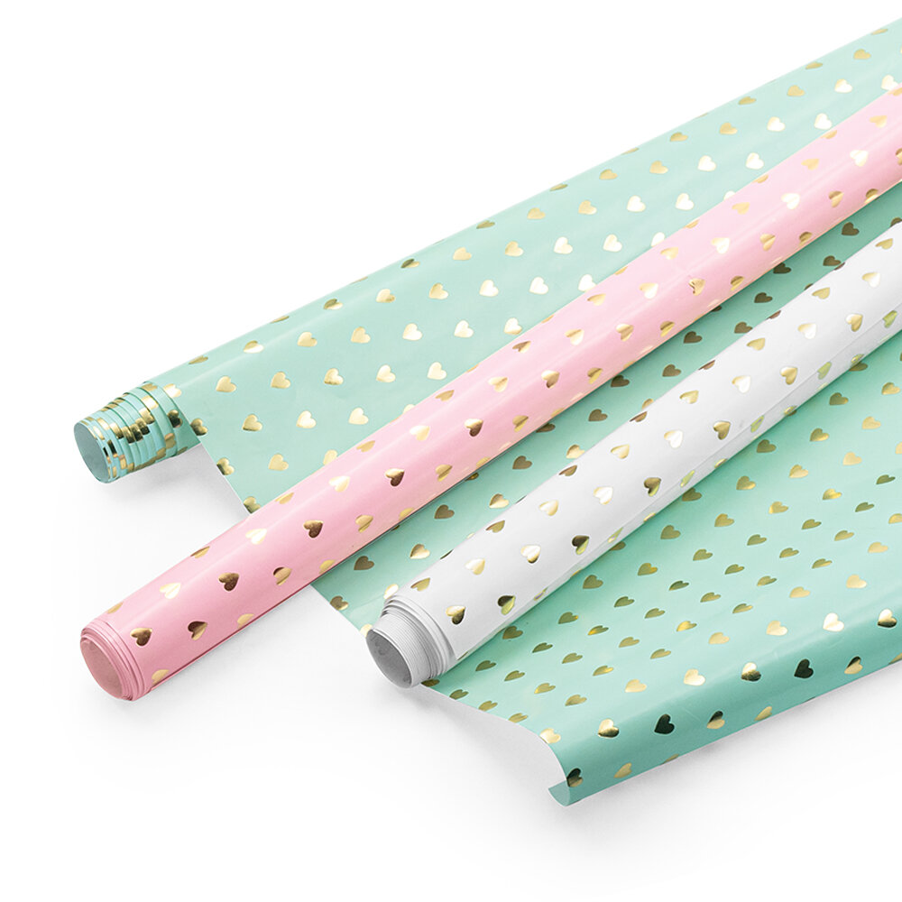 Бумага упаковочная "Сердечки", With Love, Размер: 70х100 см. Цвета в ассортименте. Цена 50 руб.