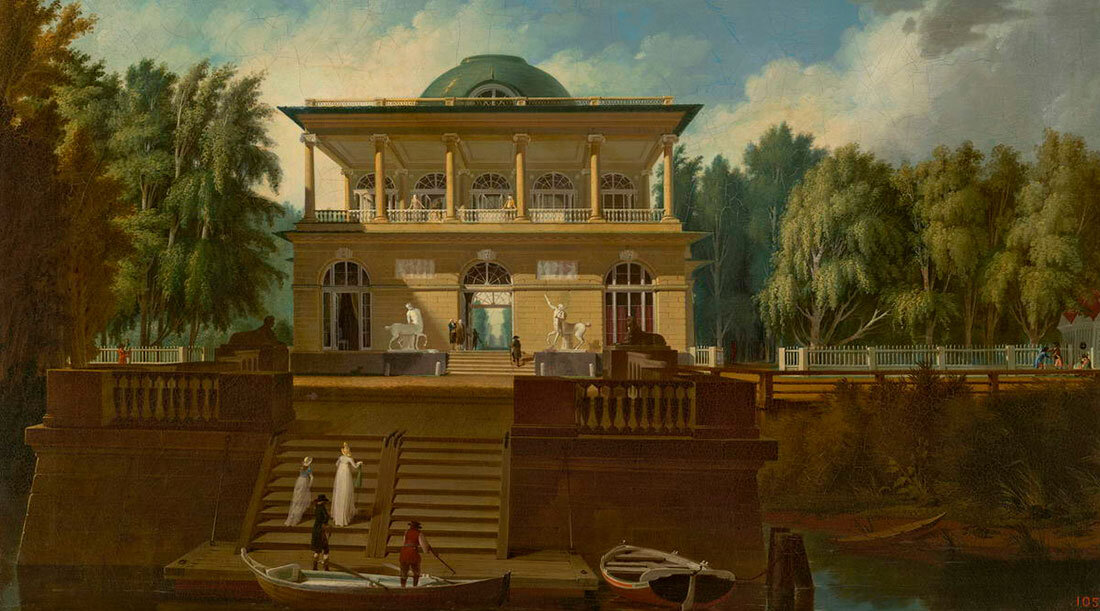 Фото: А. Н. Воронихин, “Вид на Строгановскую дачу в Петербурге”, 1797. Русский музей.