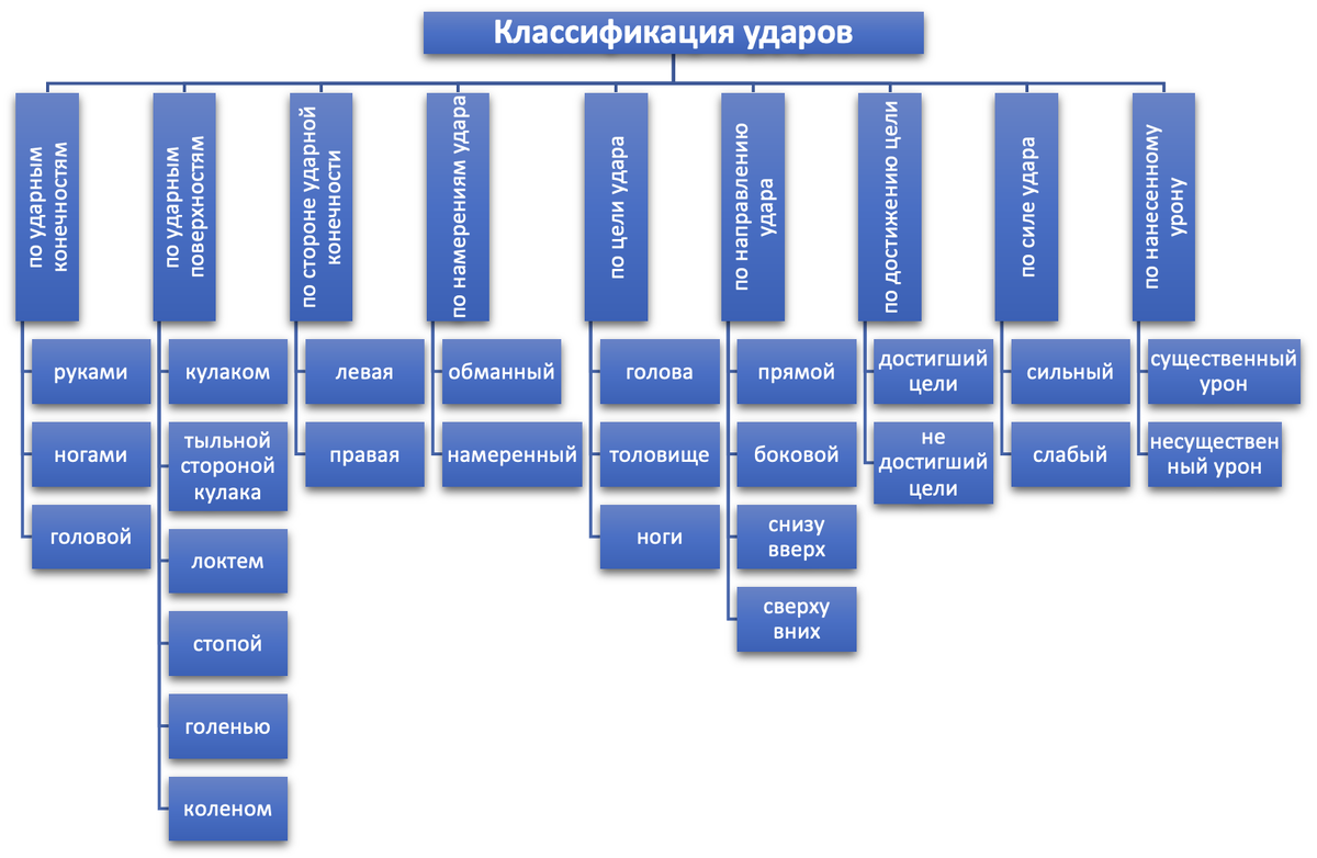 Общая классификация ударов в единоборствах