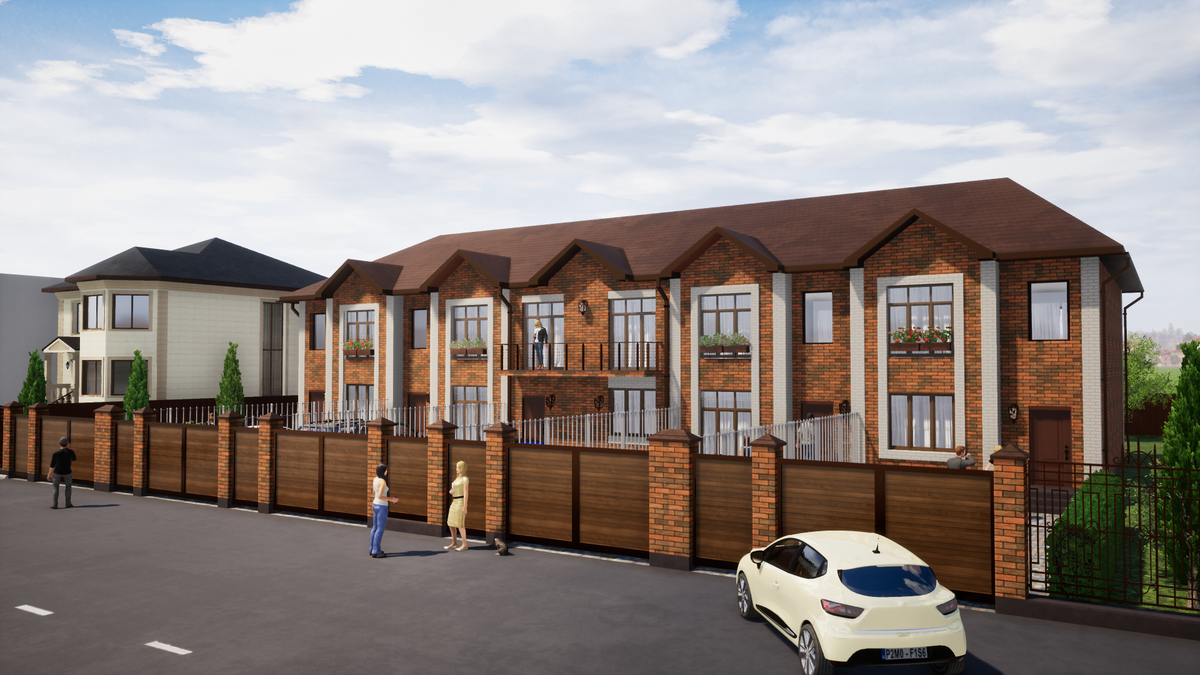 Главный фасад с улицы  на Таунхаус