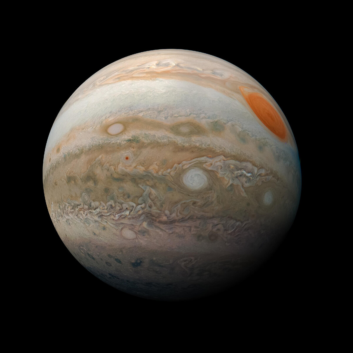 Jupiter - Red Spot - Juno Spacecraft - 20190321 Credits: NASA/JPL-Caltech/SwRI/MSSS/Kevin M. Gill