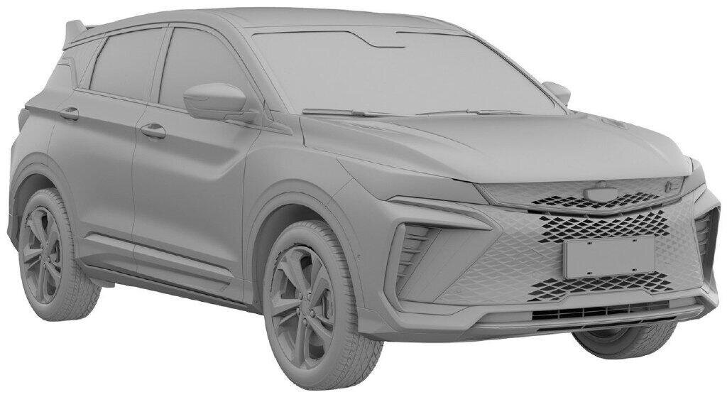 На фото из базы ФИПС: Обновленный кроссовер Geely Coolray запатентовали в России