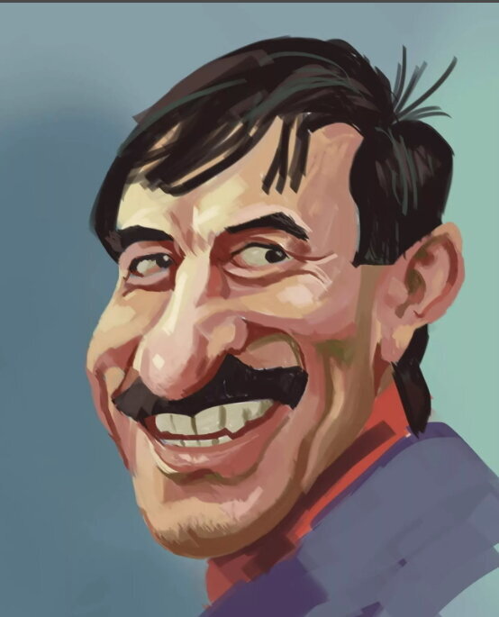 Черчесов в золотые годы - шарж художника Дениса Титова