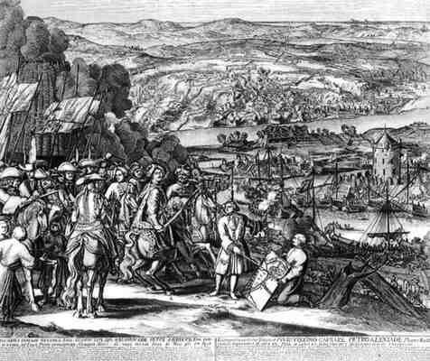 Взятие Азова. В центре, на конях, Царь Пётр I и воевода Алексей Шеин