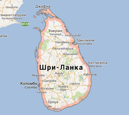 Где находится шри ланка карта