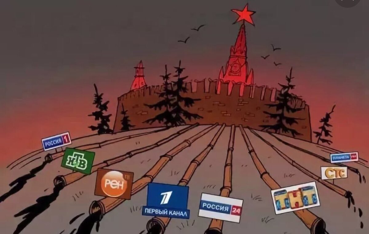 Карикатура на российские СМИ. Изображение twitter.com