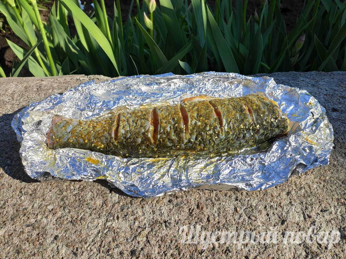 Белый амур замаринован. Можно запекать!