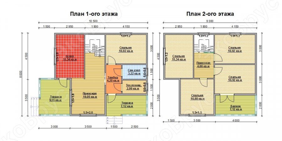 Рисунок 2. Планировка полутораэтажного дома Выборг Д-7