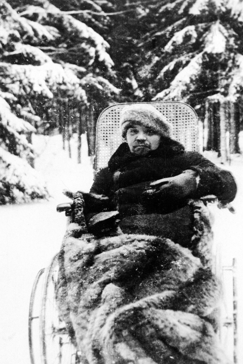 Владимир Ульянов (Ленин) в Горках в инвалидной коляске. Зима 1923 года