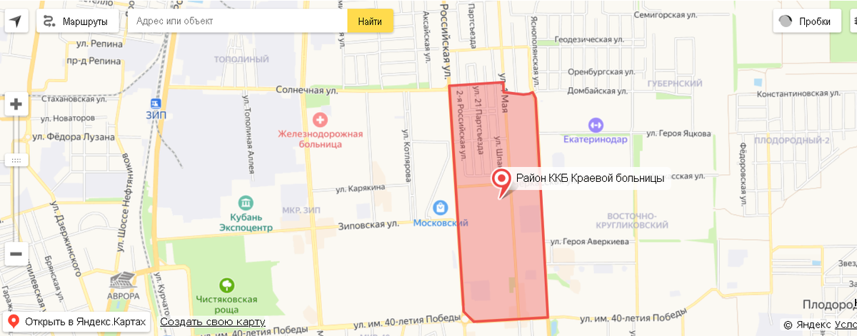 Расположение микрорайона на карте города.