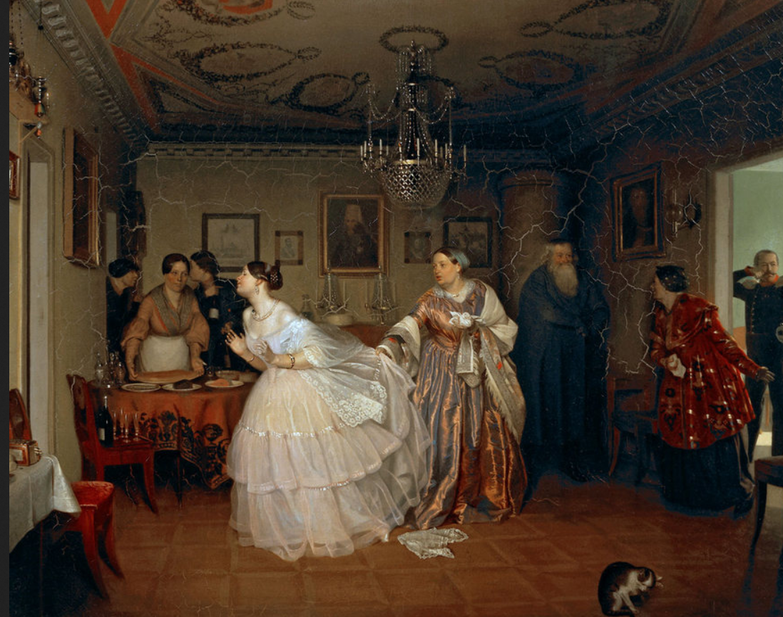 Павел Федотов. "Сватовство майора", 1848. Государственная Третьяковская галерея.