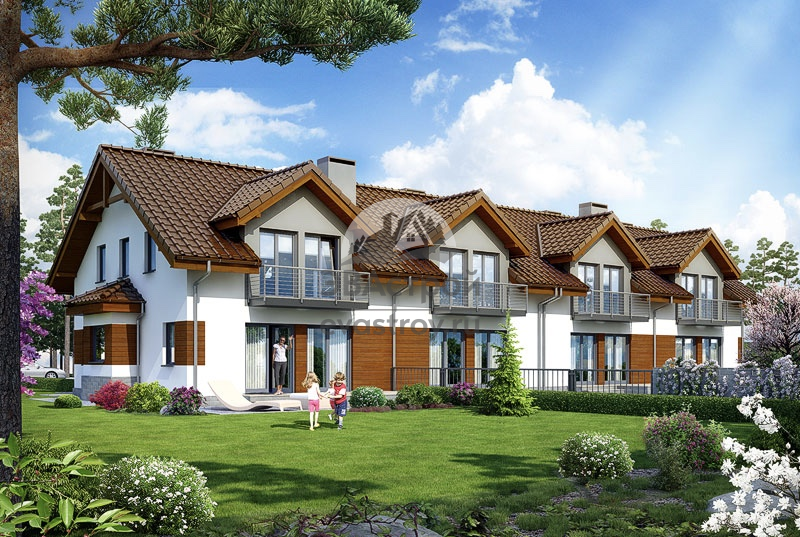 Проект таунхауса 254 м2 на 4 семьи в 2 этажа с гаражом и террасой - 103-44