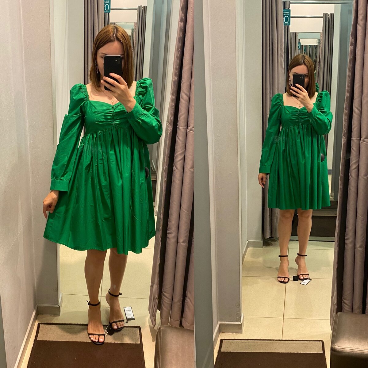 Вот так платье сидит на мне. Чтобы немного вытянуть силуэт я добавила минималистичные босоножки на каблуках. Сумку можно взять как геометрическую, так и более мягкую в зависимости от «настроения образа».