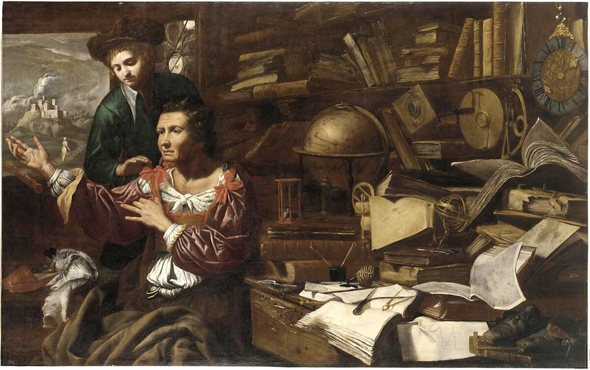 Евклид из Мегары одевается как женщина, чтобы услышать Сократа в Афинах, Domenico Marolì 1650s