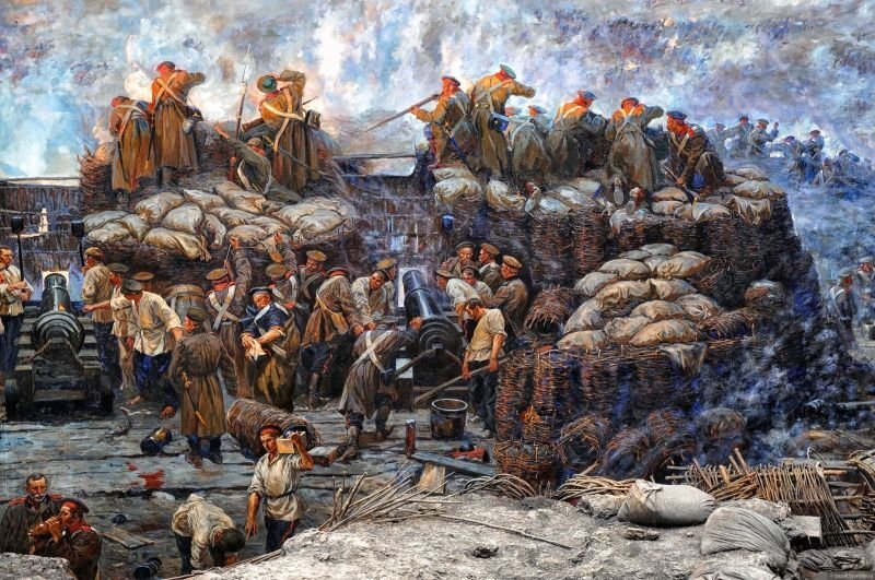  Оборона Севастополя. Четвертый бастион. Фрагмент Панорамы Франца Рубо. Фото: bazell.tourister.ru.