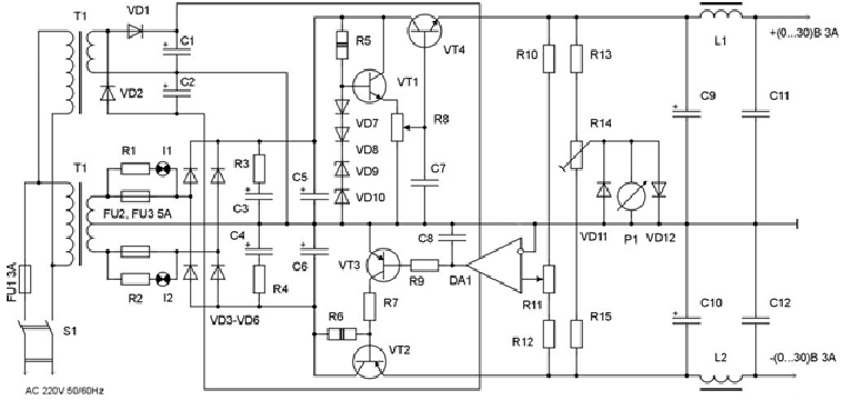 Принципиальная электрическая схема тес 12 3 нт Модернизация известного стабилизатора. - Страница 4 - Аналоговые блоки питания и