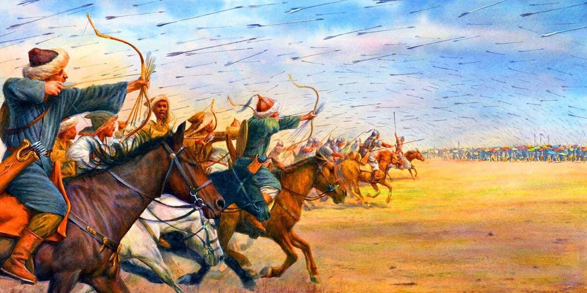 Атака монгольских конных лучников