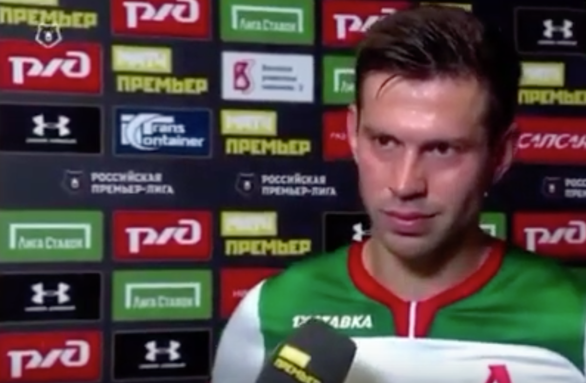 Федор Смолов во время флеш-интервью. Скриншот с видео "Матч Премьер".