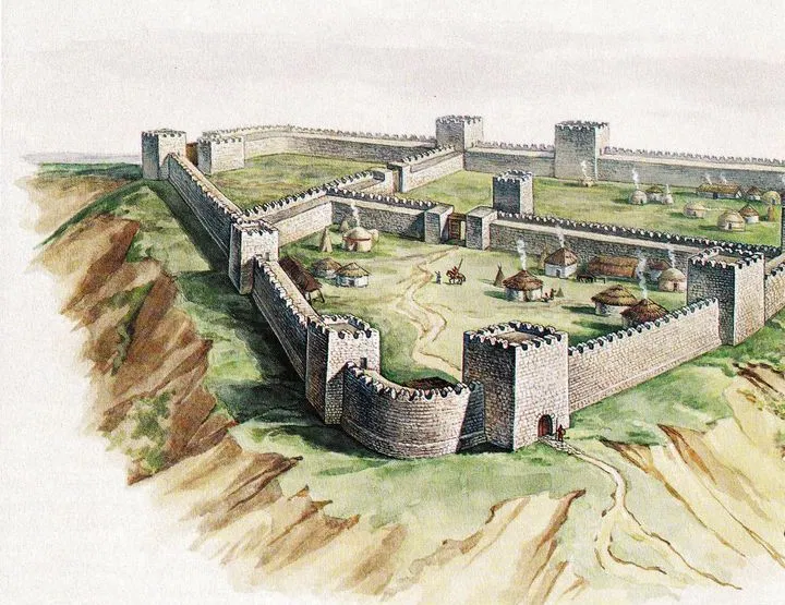 Реконструкция крепости. Крепость Саркел реконструкция. Хазарская крепость Саркел.