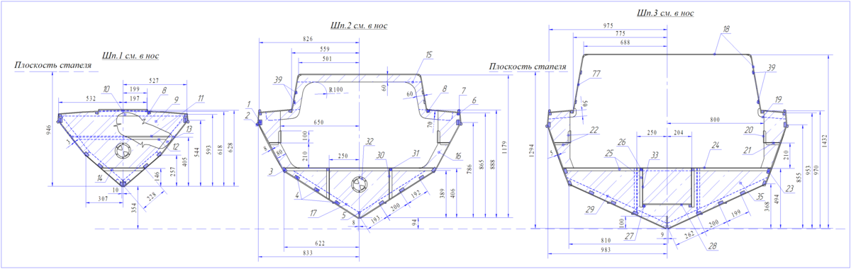 Чертежи шпангоутов для лодки