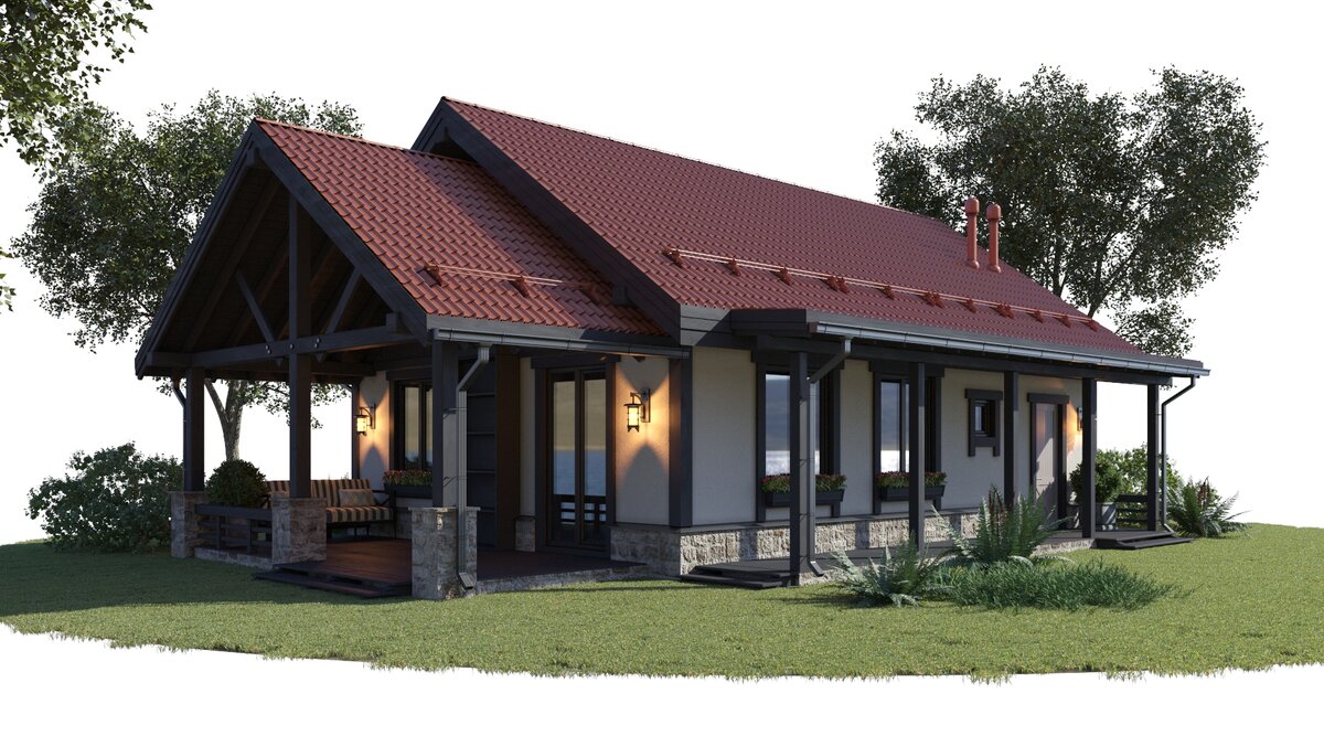 Фасад стал уже не деревянный, теперь там мазанка и немного дерева.