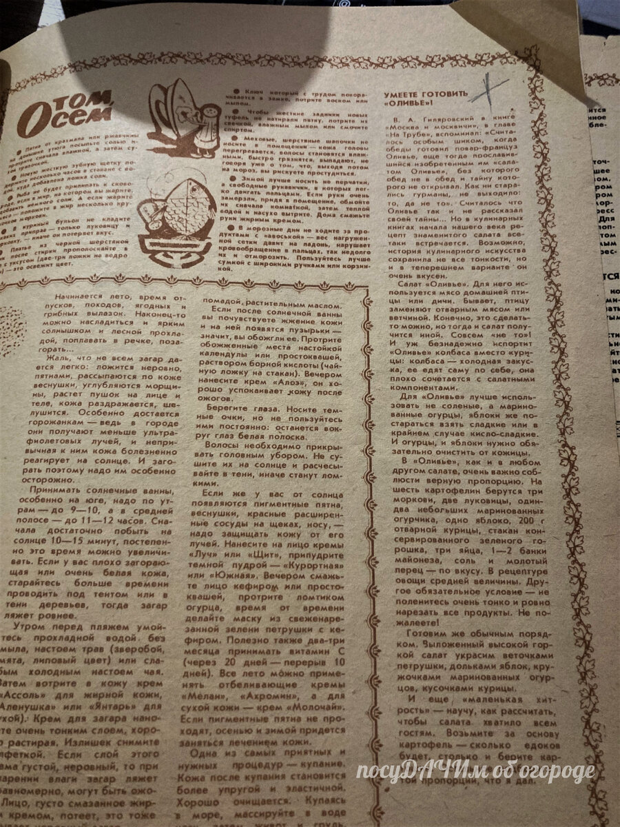 Старая подшивка, в которой нашла настоящий рецепт Оливье (можно нажать на фото, чтобы увеличить)