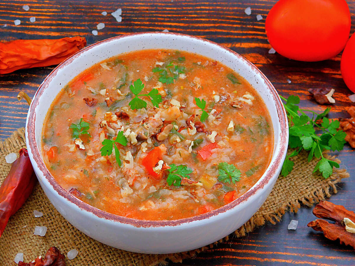 Суп харчо рецепт приготовления в домашних условиях с рисом из свинины пошагово с картошкой фото