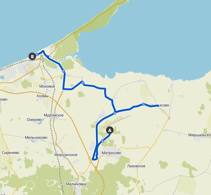 Маршрут День 1. Аэропорт - Зеленоградск 