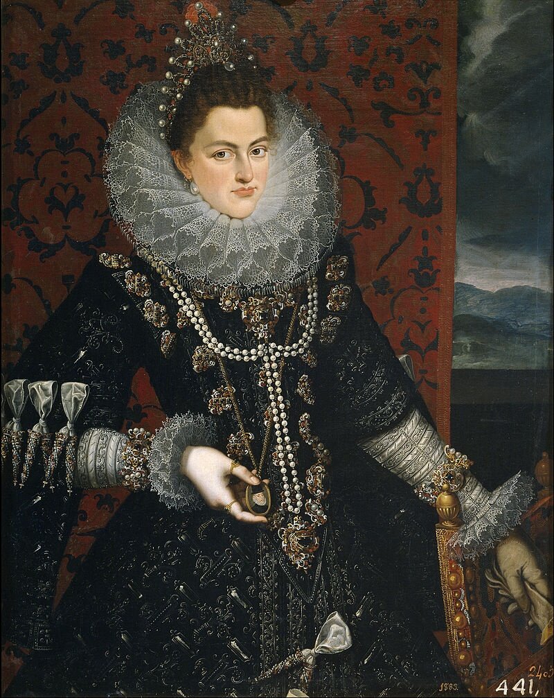 Изабелла Клара Евгения Австрийская
источник: https://upload.wikimedia.org/wikipedia/commons/thumb/1/1a/Isabel_Clara_Eugenia_%28Pantoja_de_la_Cruz%29.jpg/800px-Isabel_Clara_Eugenia_%28Pantoja_de_la_Cruz%29.jpg