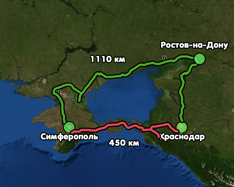 Трасса краснодар крым через новый мост карта