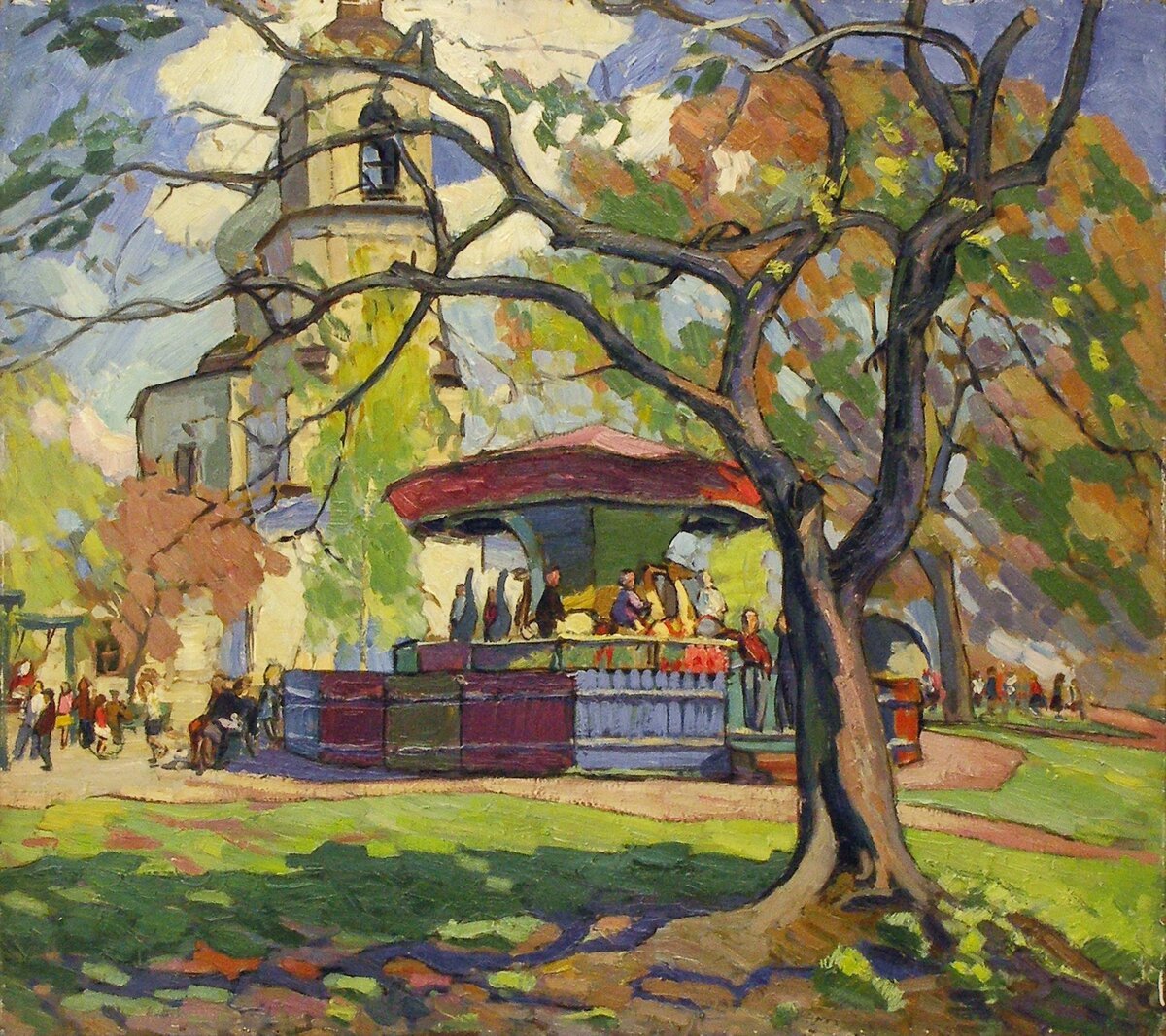 Е.П. Гусев. Детский парк. 1969. Картон, масло