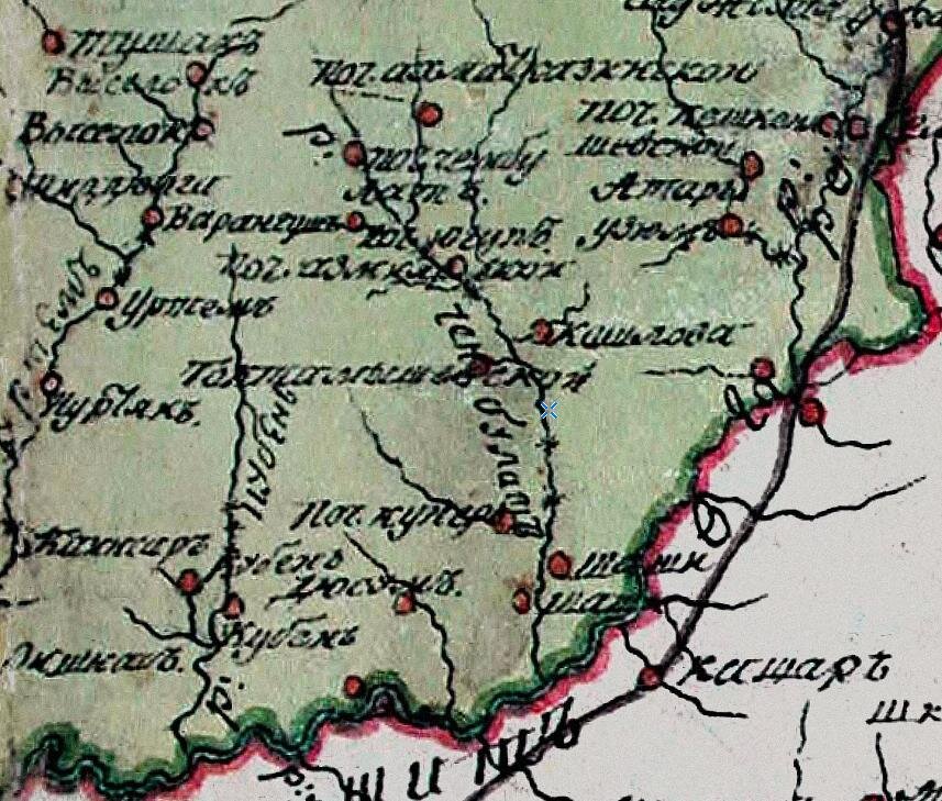 Фрагмент карты Царевококшайского уезда1796 года