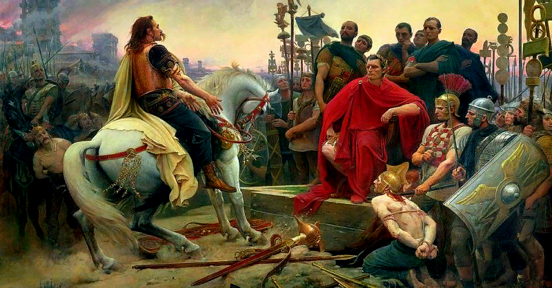 Lionel Noel Royer. Верцингеторикс сдаётся Цезарю. (1899). Музей Крозатье в Ле-Пюи-ан-Веле