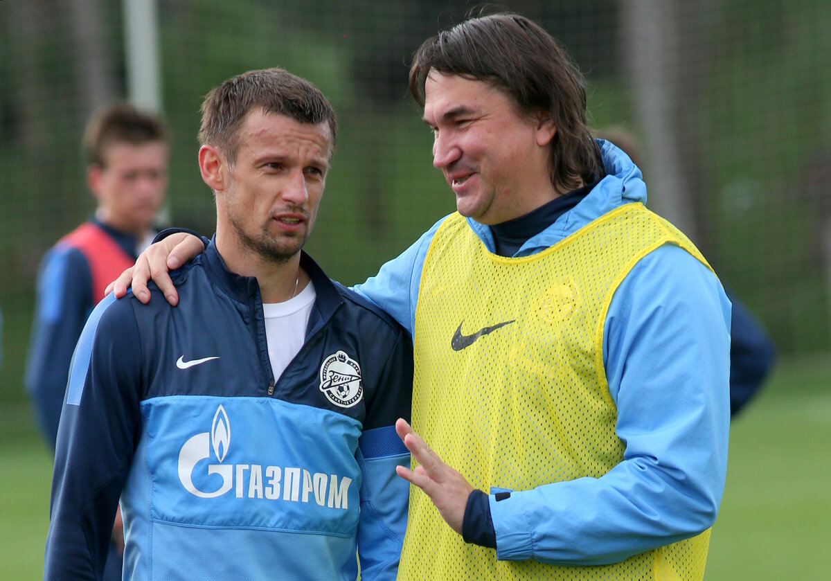 Дмитрий Радченко и Сергей Семак на тренировке ФК "Зенит"