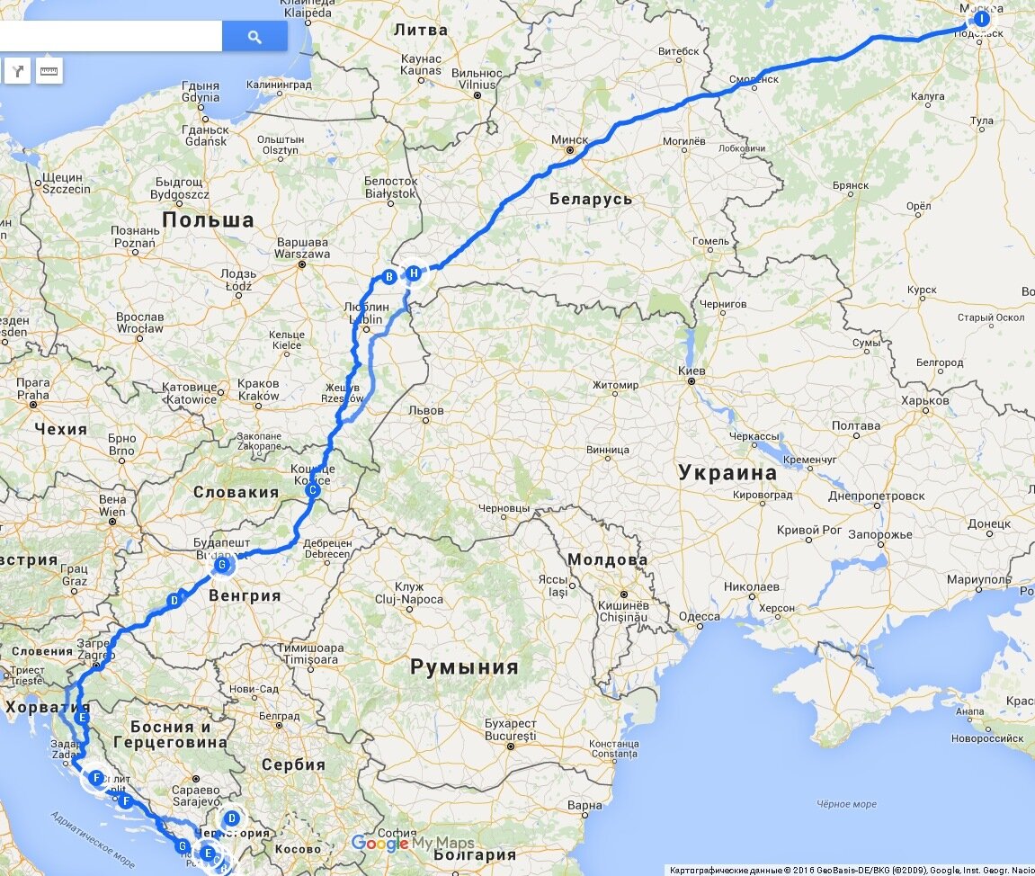 Маршрут. Скриншот сервиса Google.Maps.