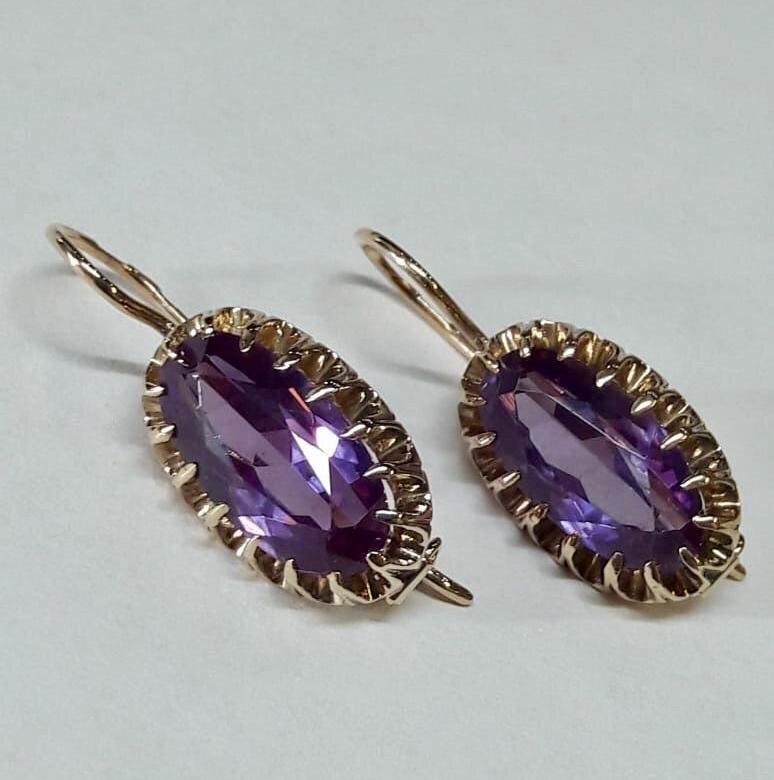 Серьги с александритоподобным корундом. СССР