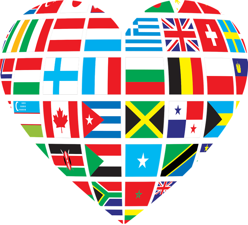 Рисунки всех стран. Сердце из флагов стран.