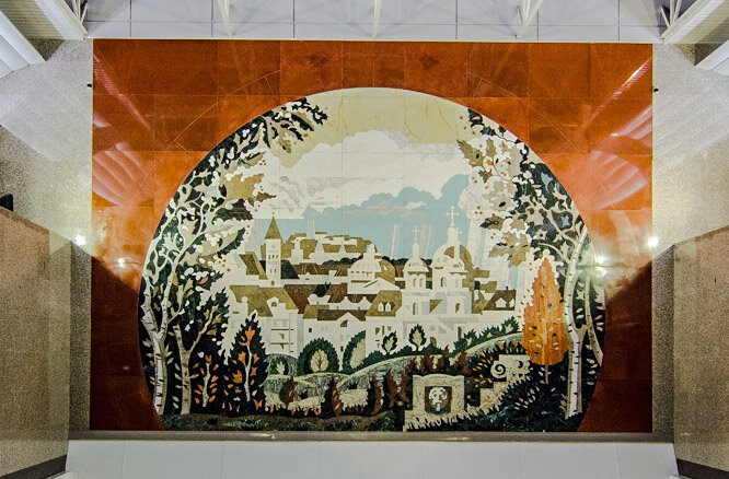 Панно «Архитектура Бухареста», художник А. К. Быстров, станция метро «Бухарестская»