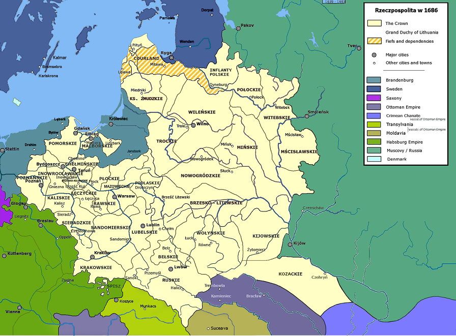 Границы Речи Посполитой и России в 1686 году