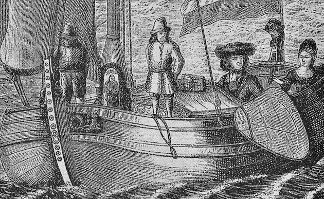 Катание Петра Великого и Екатерины I на шняве