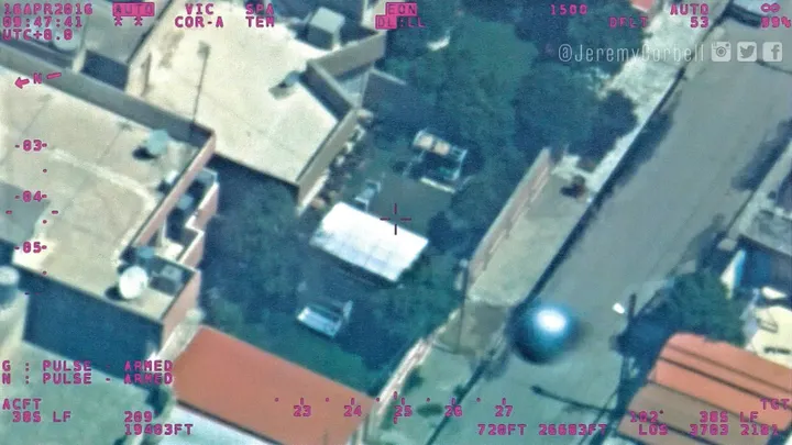 "Мосульский шар" был зафиксирован военным разведывательным самолетом над Мосулом, Ирак, в 2016 году. (Джереми Корбелл)