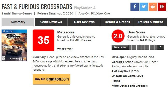                   https://www.metacritic.com/game/playstation-4/fast-furious-crossroads