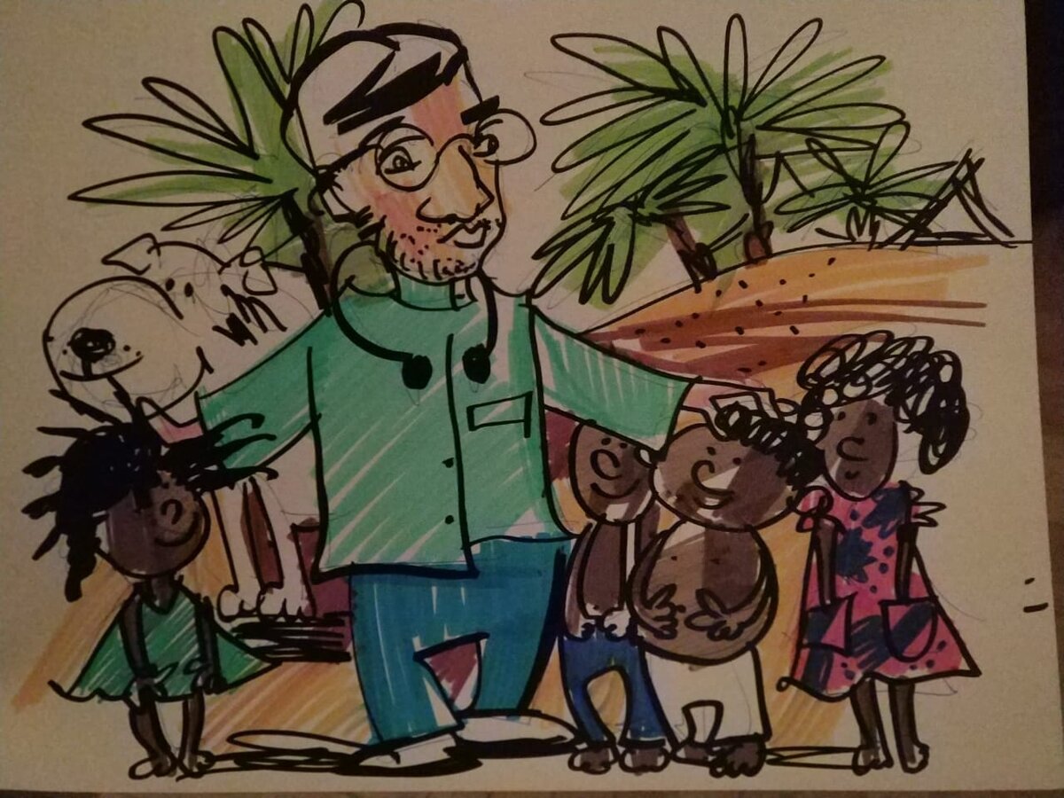 Рисунок "Доктор в Африке". Художник - К.В.