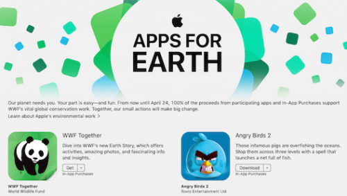 Акция Apple ко Дню Земли (Earth Day): деньги за купленные приложения категории «Apps for Earch» перечисляются в фонд WWF