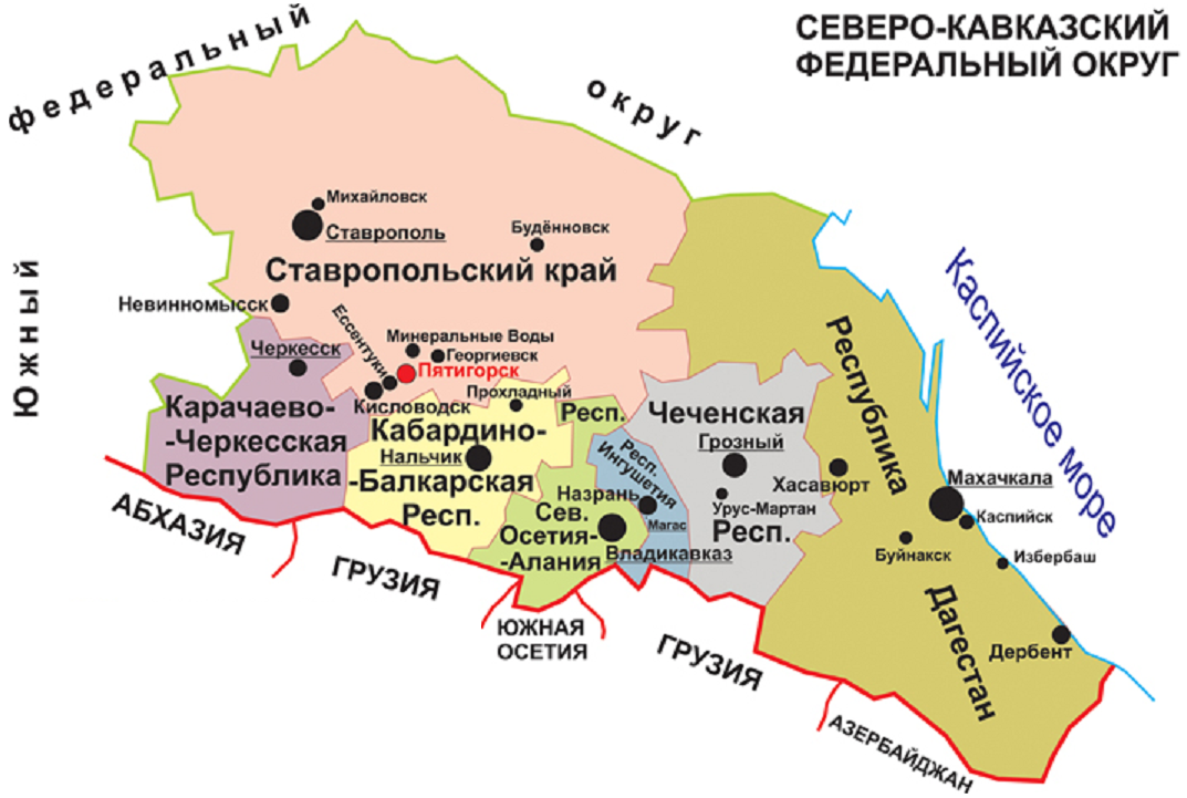 Карта автомобильных дорог северного кавказа