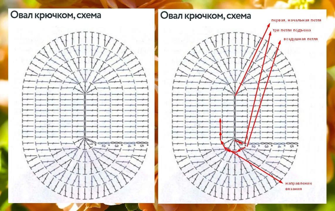 Овальное дно для сумки крючком схемы